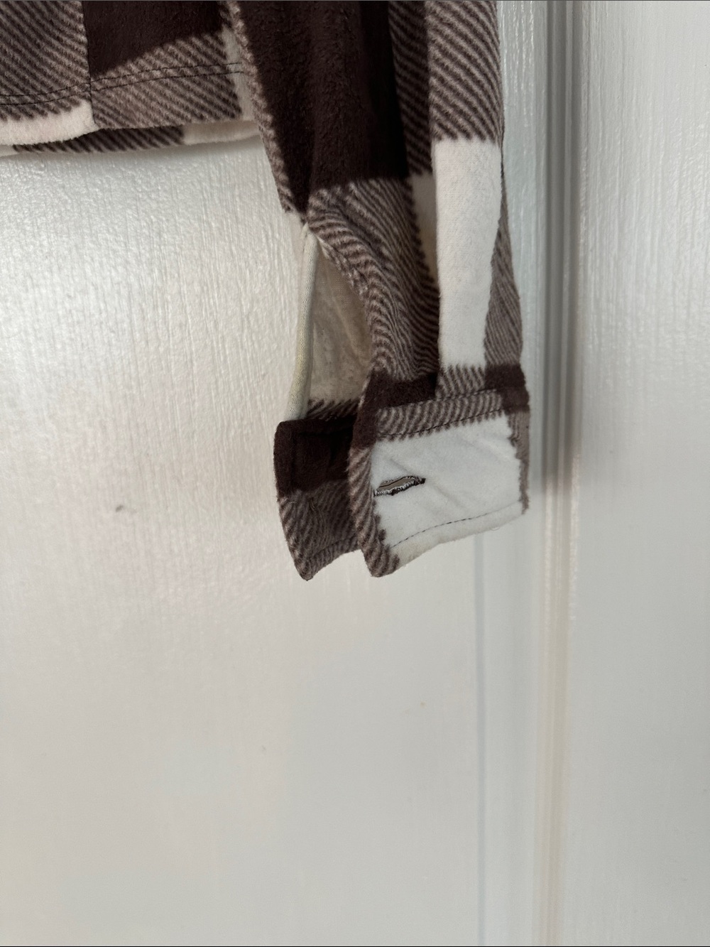 Soft cashmere material Checked Brown & White Women's Shacket Jacket - Picture 5 of 5